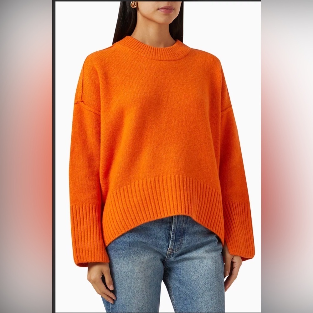 Day Birger et Mikkelsen bright Orange Crew Neck wool Sweater size S NWT - Picture 3 of 5